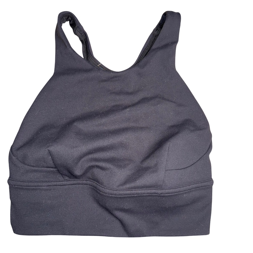 Lululemon Black Wunder Train Long Line Size 2 High‎ Neck Sports Bra
